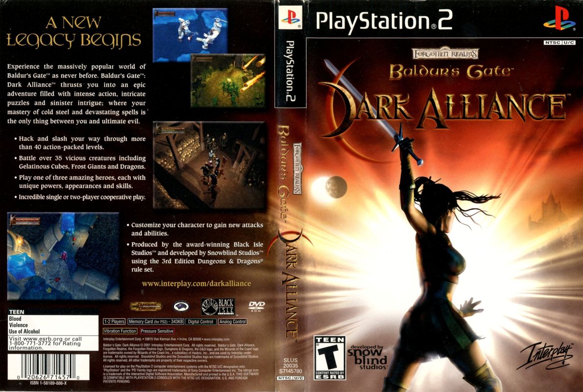 Baldur's Gate: Dark Alliance box art for Playstation 2